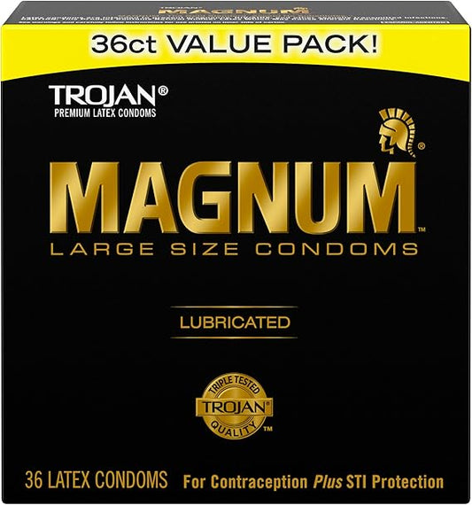 TROJAN Magnum Lubricated Large Condoms, Comfortable and Smooth Lubricated,