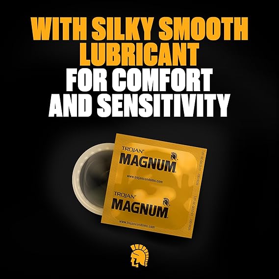TROJAN Magnum Lubricated Large Condoms, Comfortable and Smooth Lubricated,