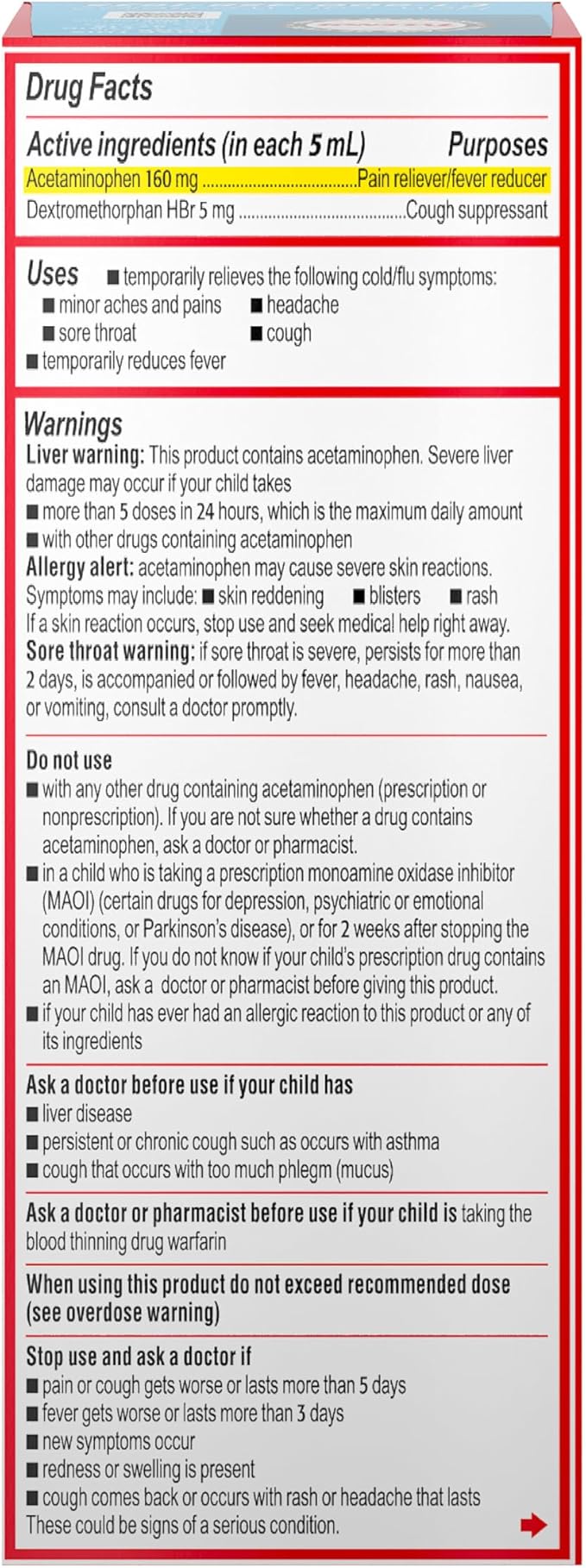 Children's Tylenol Cold, Cough & Sore Throat Oral Suspension