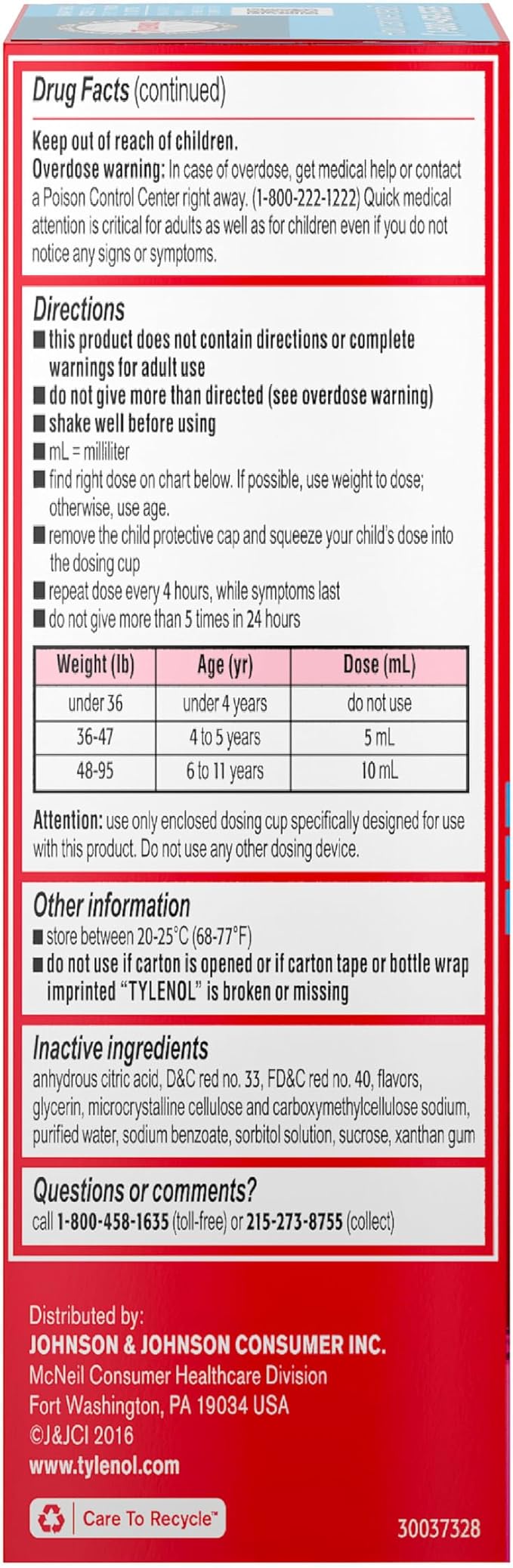Children's Tylenol Cold, Cough & Sore Throat Oral Suspension