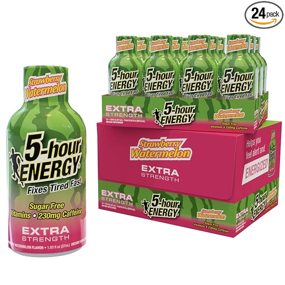 5-Hour Energy Extra Strength Shots, Strawberry Watermelon Flavor, 24 Count (1.93 Fl Oz)