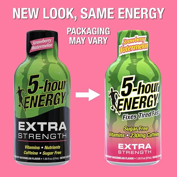 5-Hour Energy Extra Strength Shots, Strawberry Watermelon Flavor, 24 Count (1.93 Fl Oz)