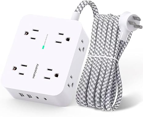 Surge Protector Power Strip - HANYCONY 8 Outlets 4 USB (2 USB C) Charging Ports