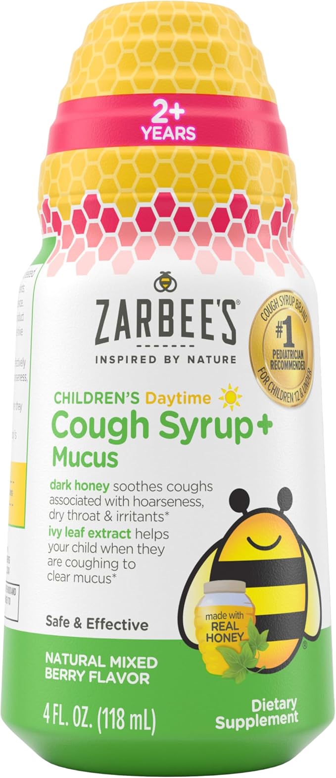 Zarbee's Children's Honey Cough Syrup + Mucus Daytime for Kids