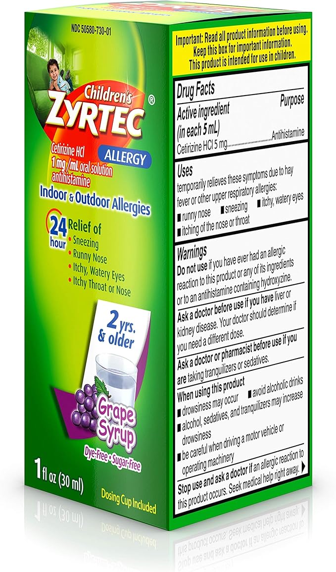 Zyrtec 24 Hr Children’s Allergy Syrup with Cetirizine